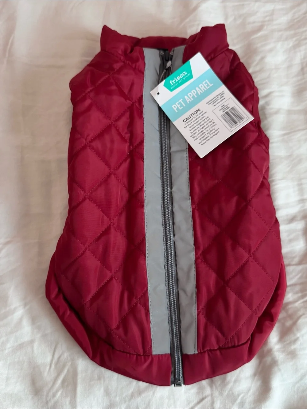Frisco Dog Quilted Red Puffer Jacket with Reflective Trim Size Small